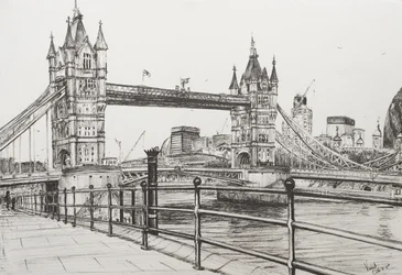 Tower Bridge London, 2006, (blæk på papir)